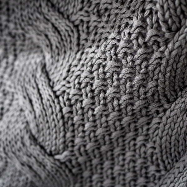 Sohvan Peite / Peitto - Neulottu Cable Harmaa Fabric Close-up Image