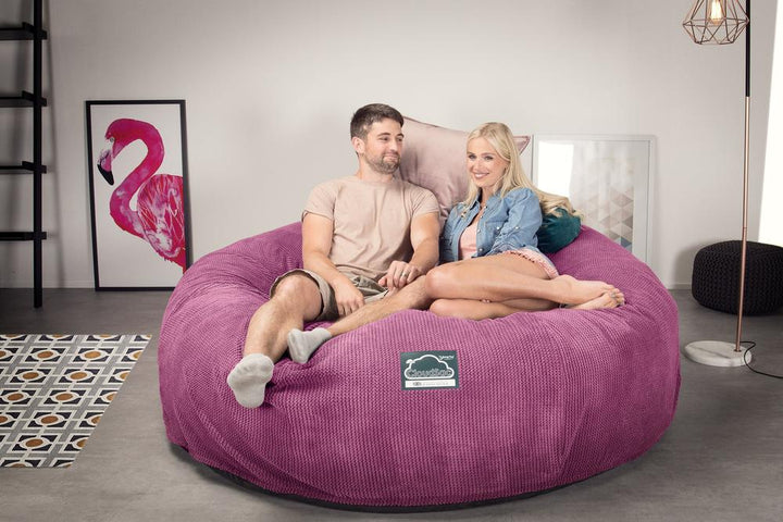 LOUNGE PUG, CloudSac 3000 XXL - Jättisuuri Muistivaahtotäytteinen Säkkituolisohva - Pompula Vaaleanpunainen